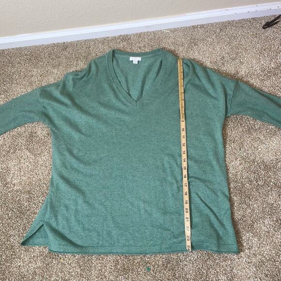 J. Jill sweater V-neck lightweight sage green long sleeve knit cotton blend SZ M - Picture 10 of 10